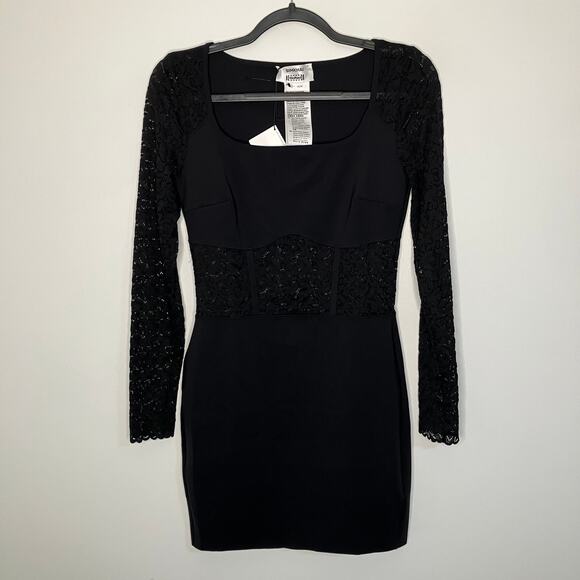 NWT WOLFORD x SIMKHAI Intricate Pattern Corsage Dress Black Lace Small - Picture 1 of 5